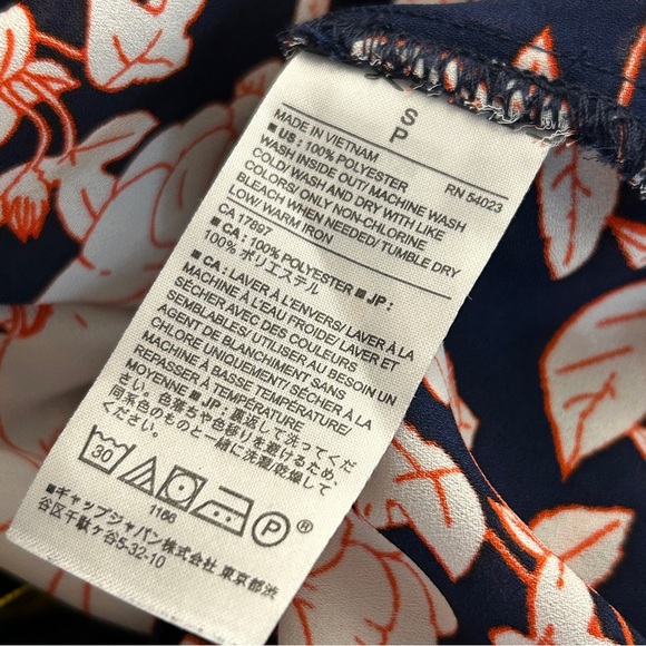 ❤️ Banana Republic Navy and Pink Floral Blouse S - Picture 6 of 11
